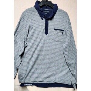 Polo Ralph Lauren Assan. Mens Polo Size XL Long Sleeve Shirt Gray/Blue